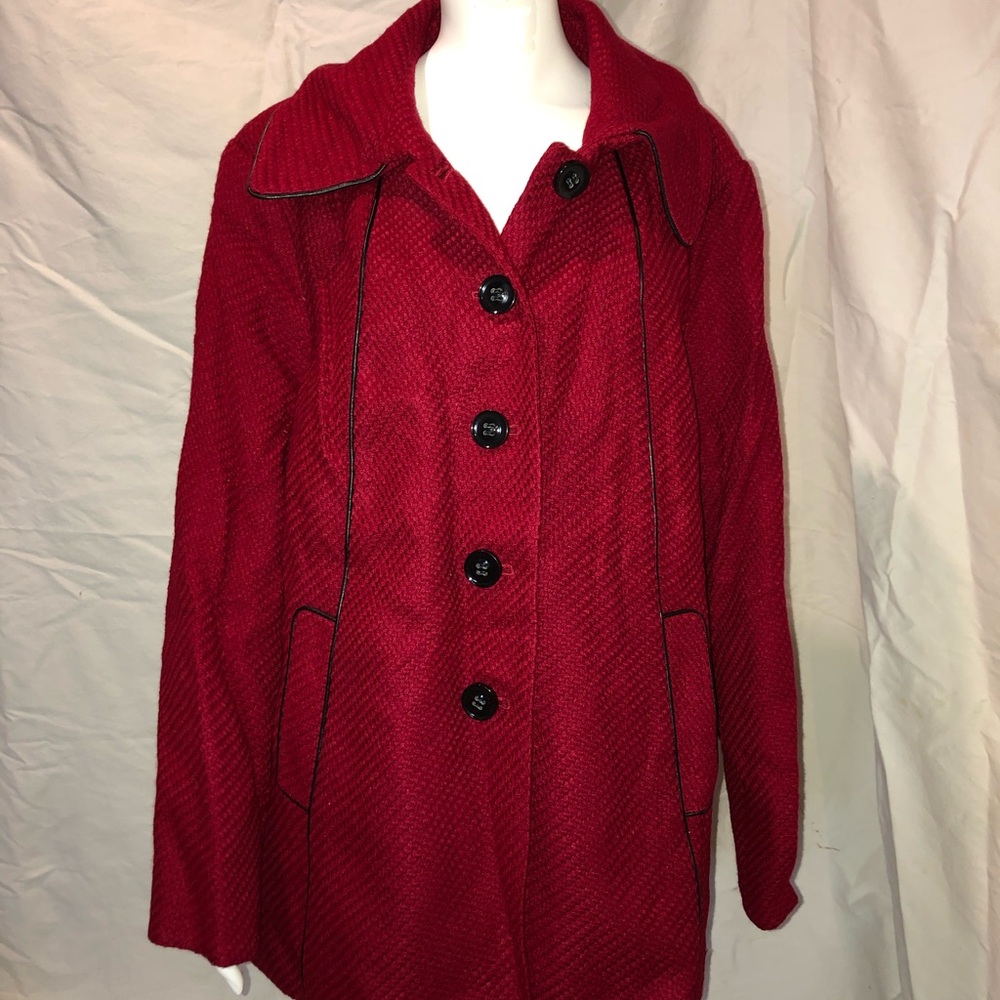 Simonton Says Wool Blend Peacoat Red NWT 2x